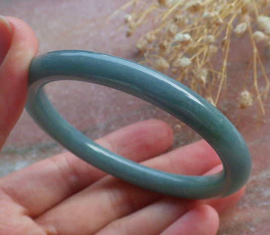 Certified Hand Carved Green 100% Natural Myanmar Burma A JADE Circle Jadeite Bracelet Bangle 55mm
