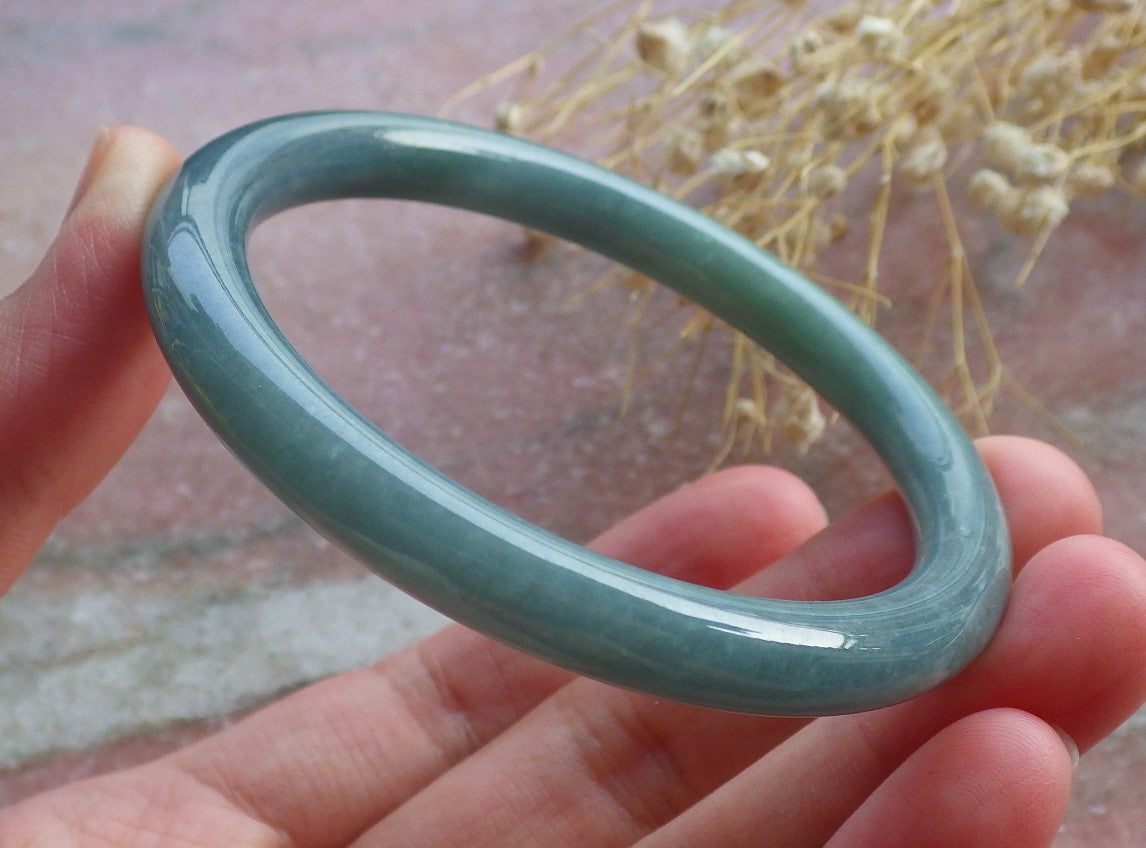 Certified Hand Carved Green 100% Natural Myanmar Burma A JADE Circle Jadeite Bracelet Bangle 55mm