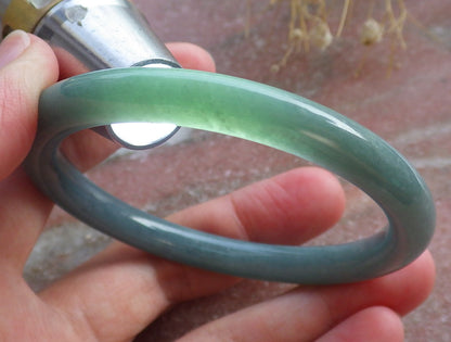 Certified Hand Carved Green 100% Natural Myanmar Burma A JADE Circle Jadeite Bracelet Bangle 55mm