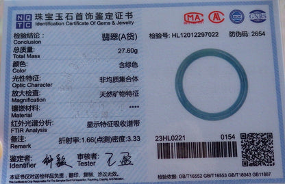 Certified Hand Carved Green 100% Natural Myanmar Burma A JADE Circle Jadeite Bracelet Bangle 55mm