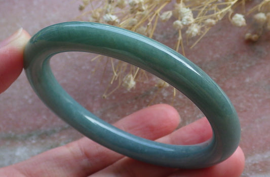 Certified Hand Carved Green 100% Natural Myanmar Burma A JADE Circle Jadeite Bracelet Bangle 54mm