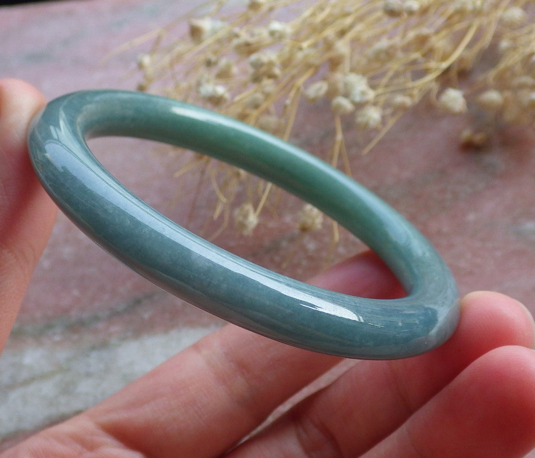 Certified Hand Carved Green 100% Natural Myanmar Burma A JADE Circle Jadeite Bracelet Bangle 54mm