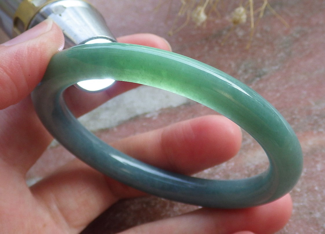 Certified Hand Carved Green 100% Natural Myanmar Burma A JADE Circle Jadeite Bracelet Bangle 54mm