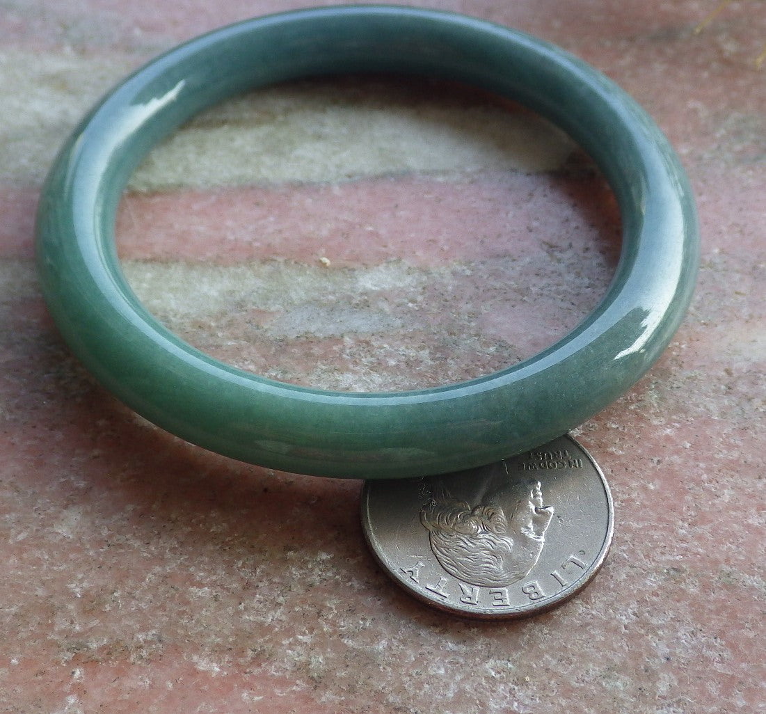 Certified Hand Carved Green 100% Natural Myanmar Burma A JADE Circle Jadeite Bracelet Bangle 54mm
