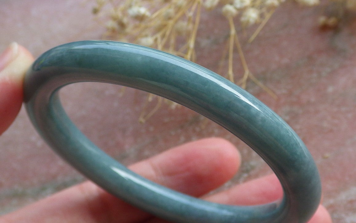 Certified Hand Carved Green 100% Natural Myanmar Burma A JADE Circle Jadeite Bracelet Bangle 55mm