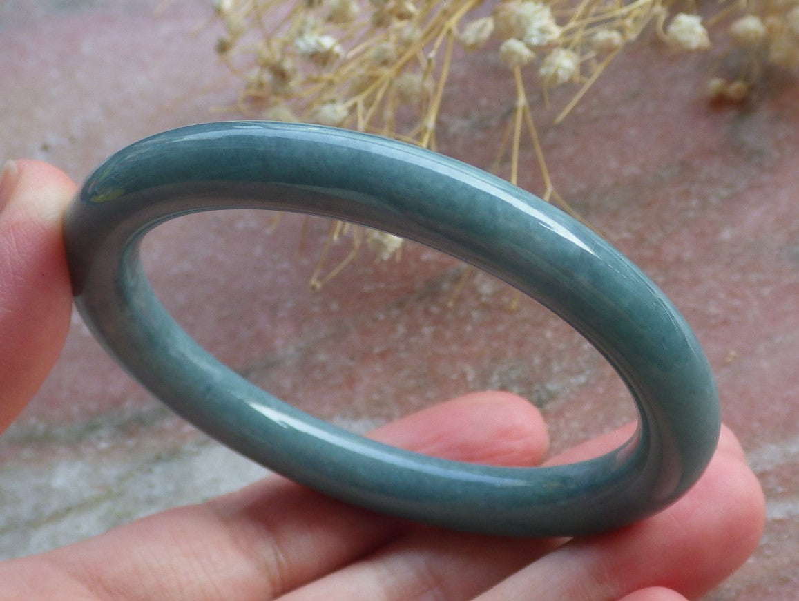 Certified Hand Carved Green 100% Natural Myanmar Burma A JADE Circle Jadeite Bracelet Bangle 55mm