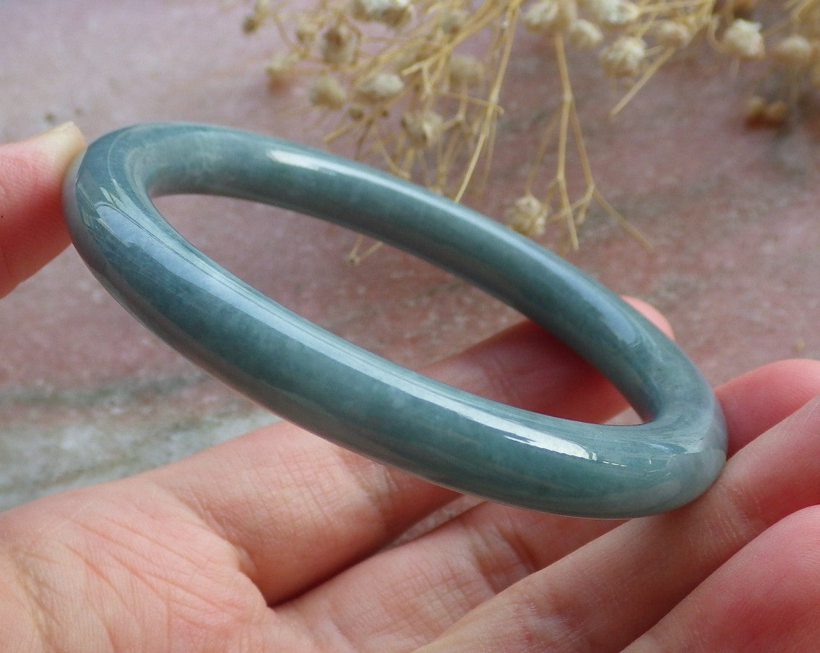 Certified Hand Carved Green 100% Natural Myanmar Burma A JADE Circle Jadeite Bracelet Bangle 55mm