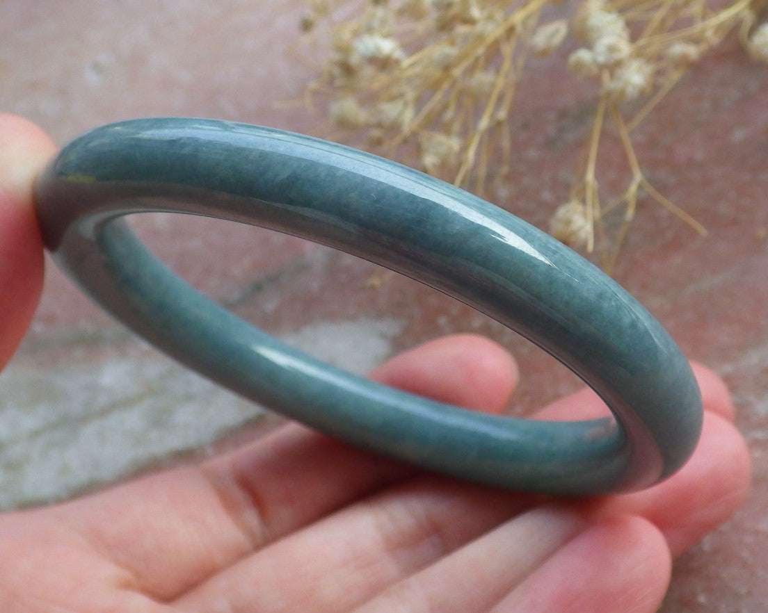 Certified Hand Carved Green 100% Natural Myanmar Burma A JADE Circle Jadeite Bracelet Bangle 54mm