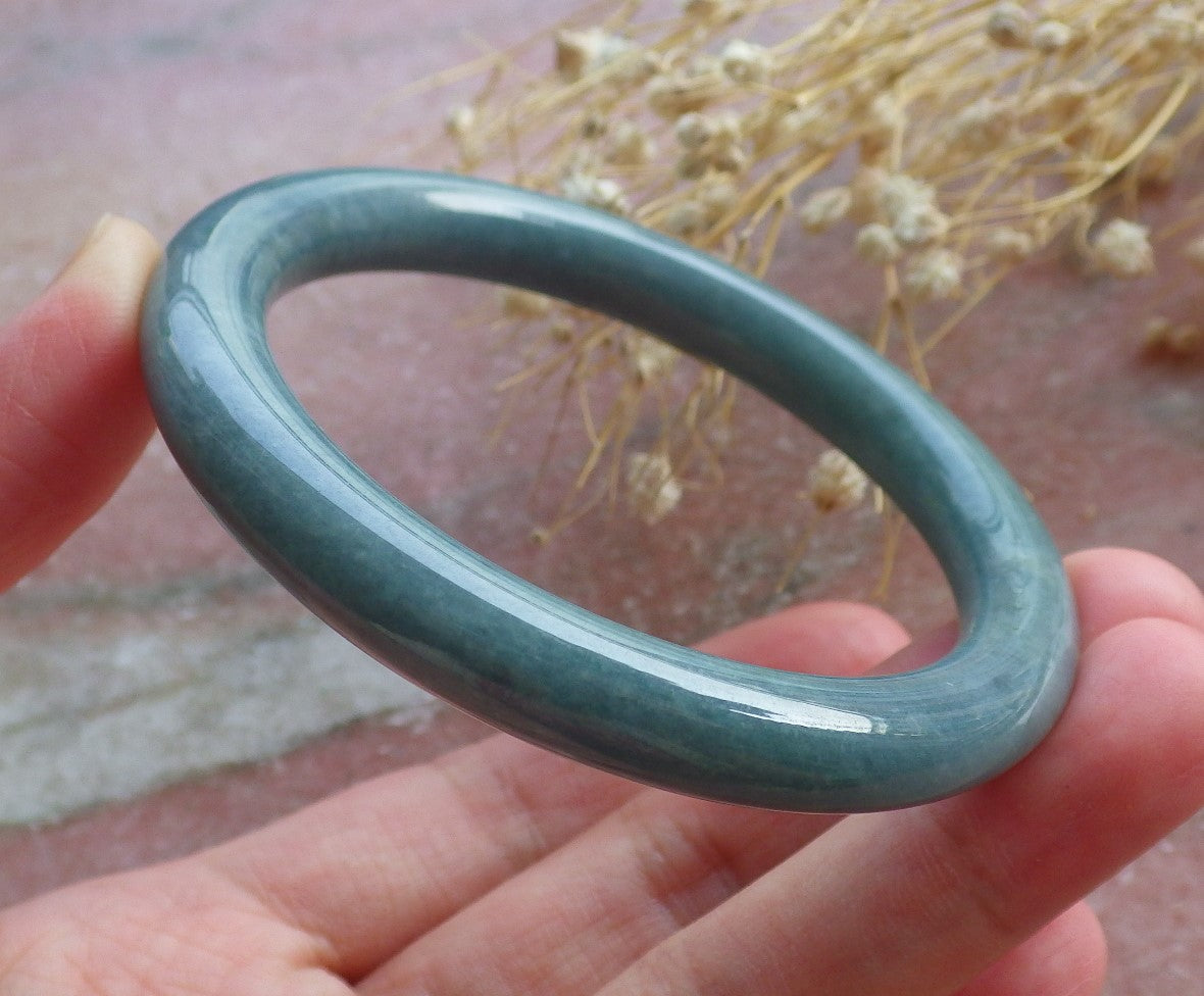 Certified Hand Carved Green 100% Natural Myanmar Burma A JADE Circle Jadeite Bracelet Bangle 54mm