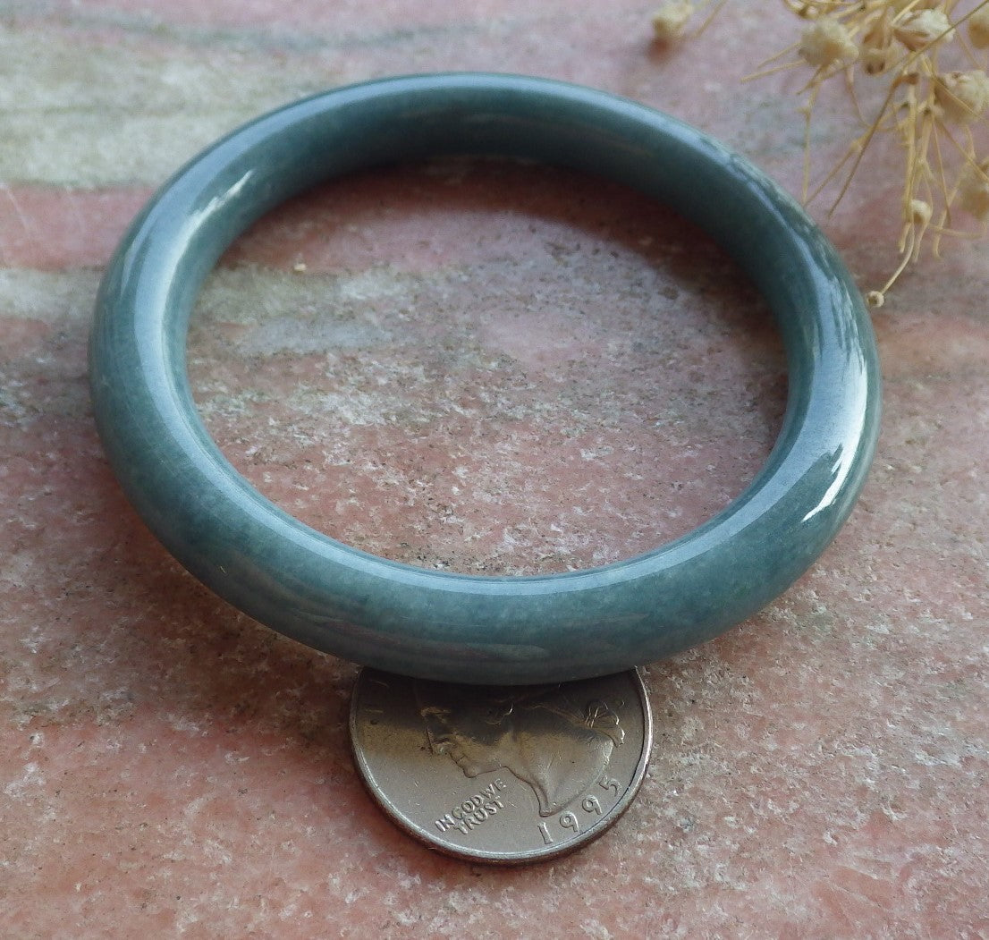 Certified Hand Carved Green 100% Natural Myanmar Burma A JADE Circle Jadeite Bracelet Bangle 54mm