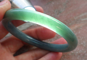 Certified Hand Carved Blue Water Green Natural Myanmar Burma A JADE Circle Jadeite Bangle Bracelet 54mm