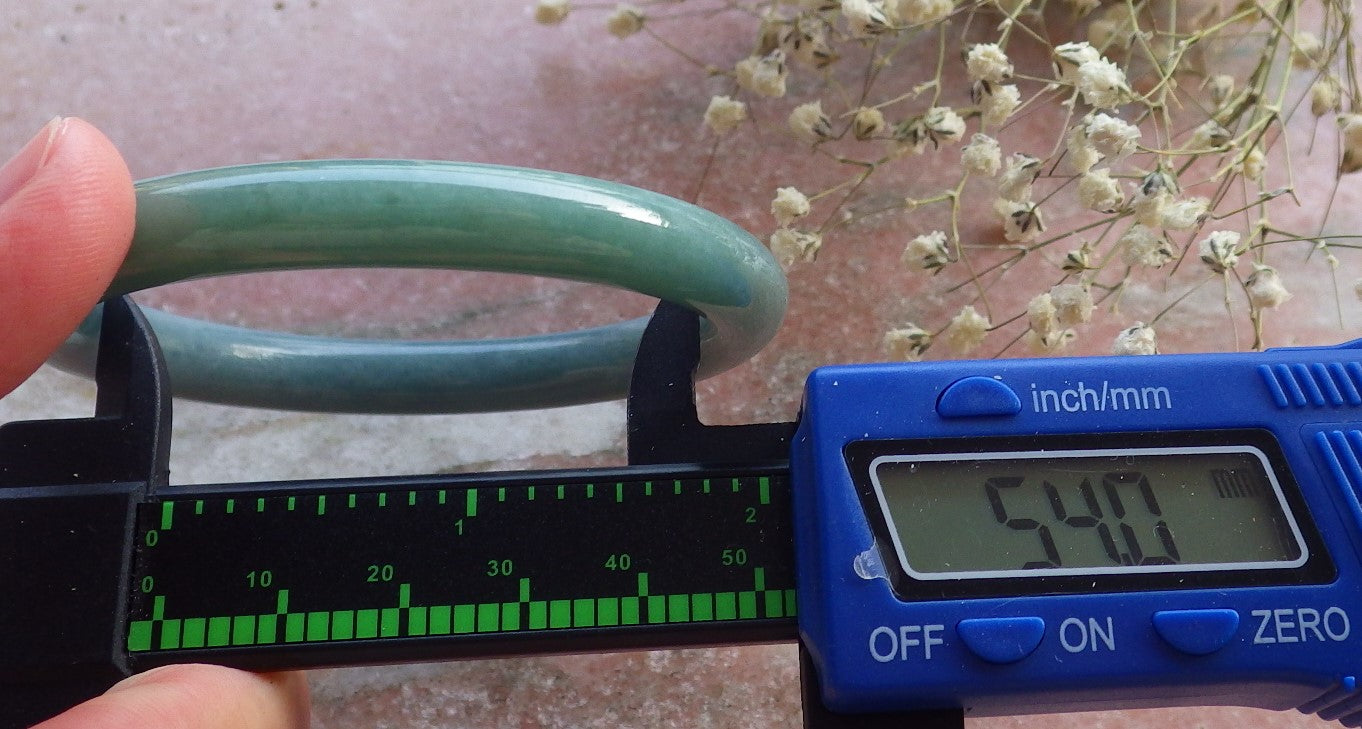 Certified Hand Carved Blue Water Green Natural Myanmar Burma A JADE Circle Jadeite Bangle Bracelet 54mm