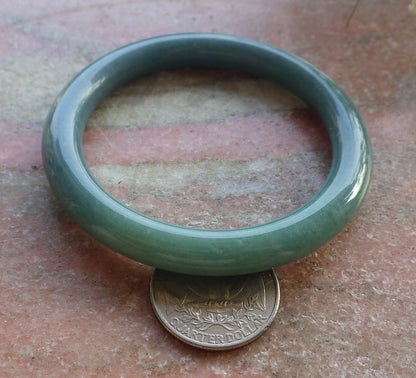 Certified Hand Carved Blue Water Green Natural Myanmar Burma A JADE Circle Jadeite Bangle Bracelet 54mm