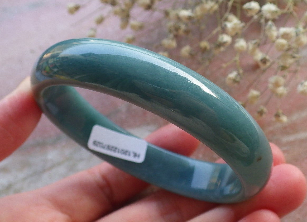Certified Hand Carved 100% Natural Myanmar Burma Grade A JADE Jadeite Circle Bangle Bracelet 58mm