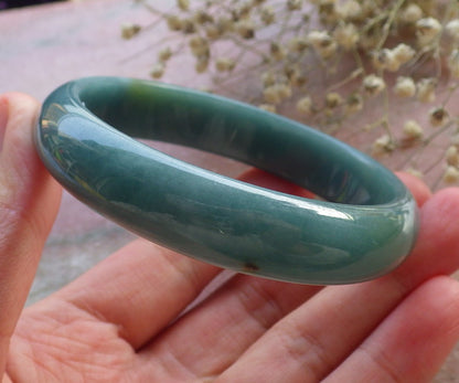 Certified Hand Carved 100% Natural Myanmar Burma Grade A JADE Jadeite Circle Bangle Bracelet 58mm