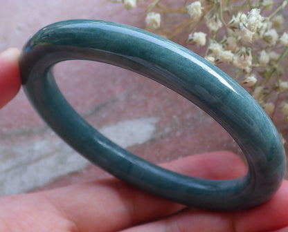 Certified Hand Carved Green Natural Myanmar Burma Grade A JADE Jadeite Circle Bangle Bracelet 57mm