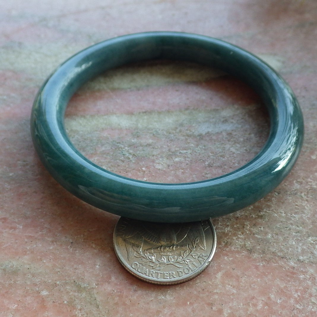 Certified Hand Carved Green Natural Myanmar Burma Grade A JADE Jadeite Circle Bangle Bracelet 57mm