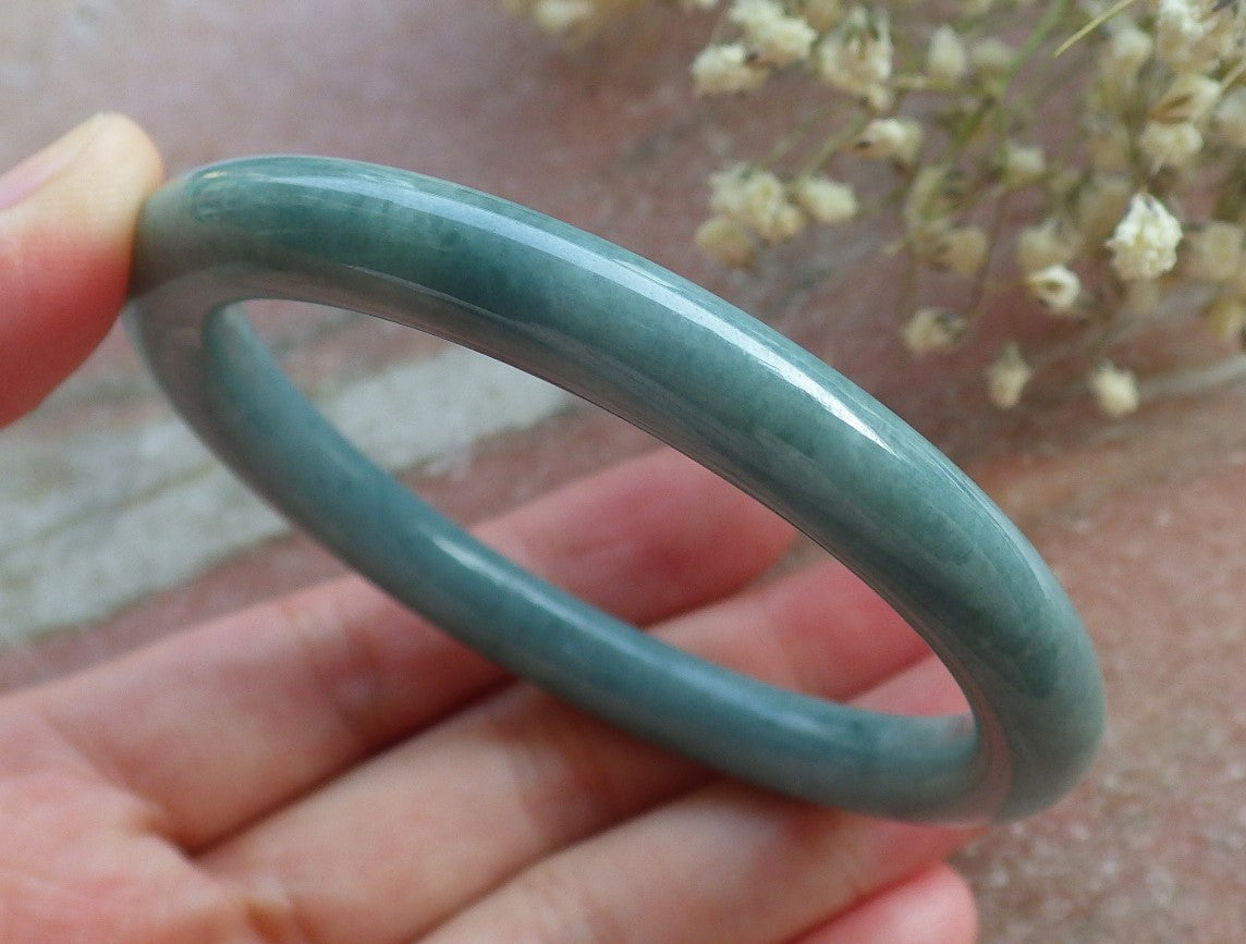 Certified Hand Carved Green Natural Myanmar Burma A JADE Circle Jadeite Bracelet Bangle 54mm