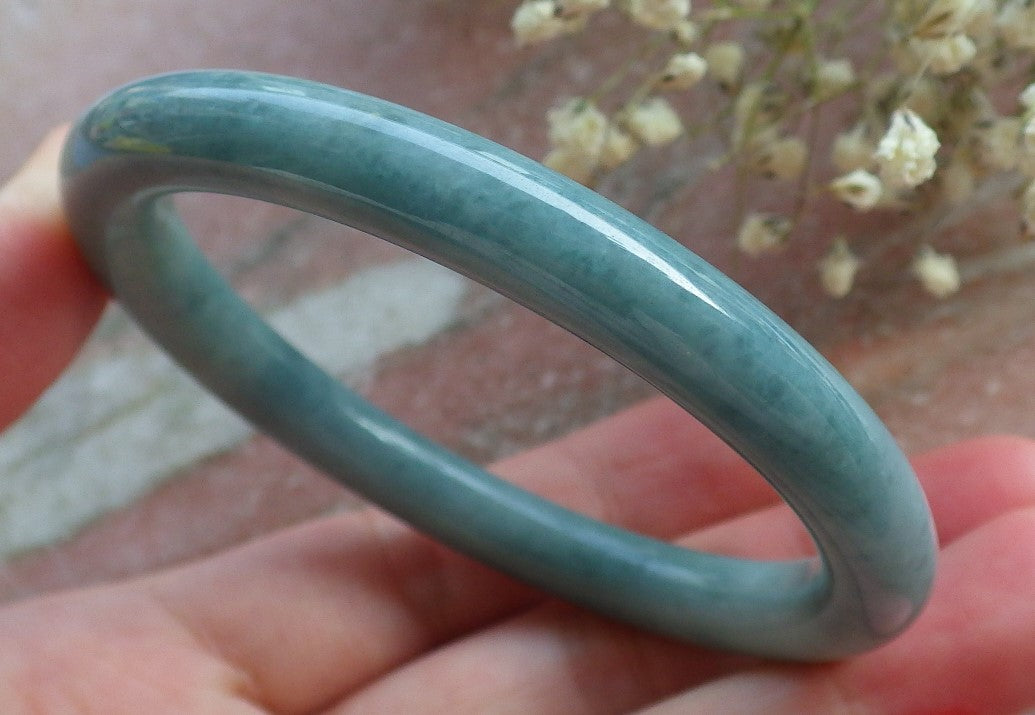 Certified Hand Carved Green Natural Myanmar Burma A JADE Circle Jadeite Bracelet Bangle 54mm