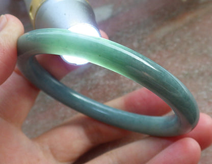 Certified Hand Carved Green Natural Myanmar Burma A JADE Circle Jadeite Bracelet Bangle 54mm