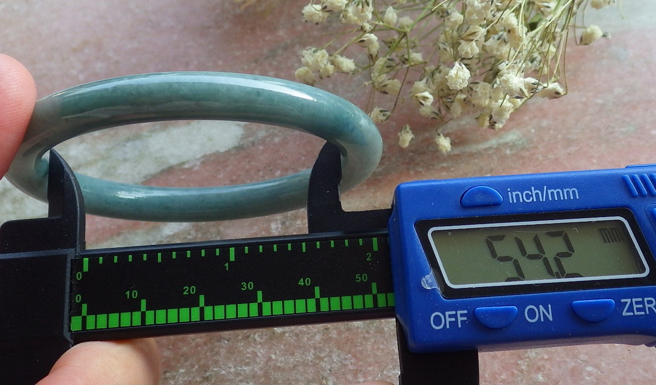 Certified Hand Carved Green Natural Myanmar Burma A JADE Circle Jadeite Bracelet Bangle 54mm