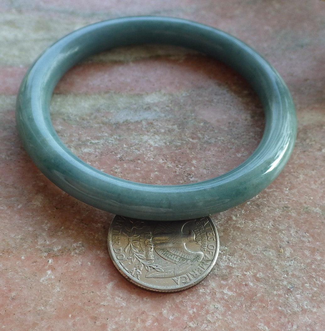 Certified Hand Carved Green Natural Myanmar Burma A JADE Circle Jadeite Bracelet Bangle 54mm
