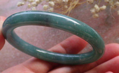Certified Hand Carved Green Natural Myanmar Burma A JADE Circle Jadeite Bracelet Bangle 55mm