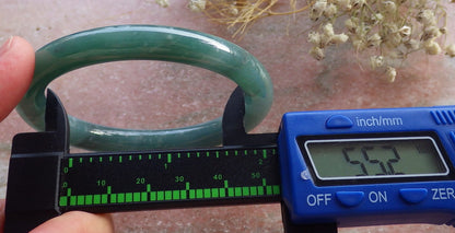 Certified Hand Carved Green Natural Myanmar Burma A JADE Circle Jadeite Bracelet Bangle 55mm