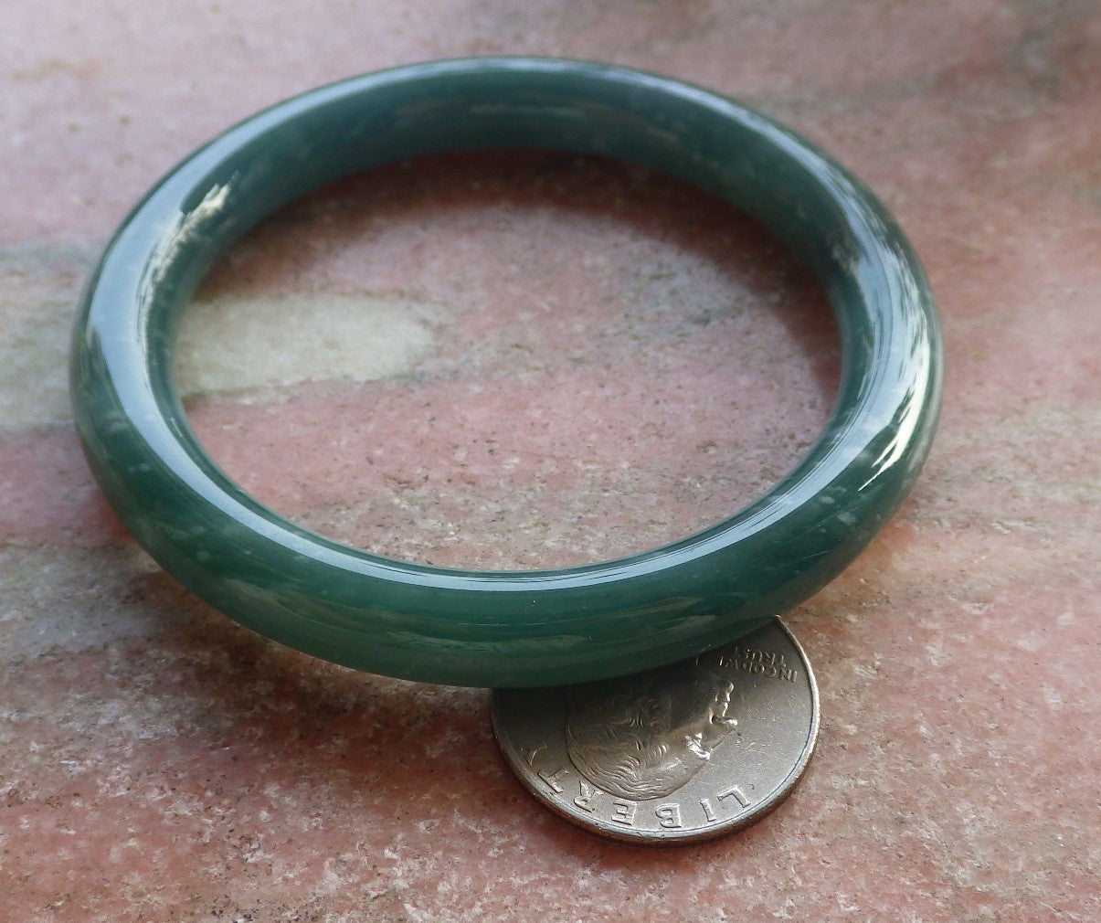 Certified Hand Carved Green Natural Myanmar Burma A JADE Circle Jadeite Bracelet Bangle 55mm