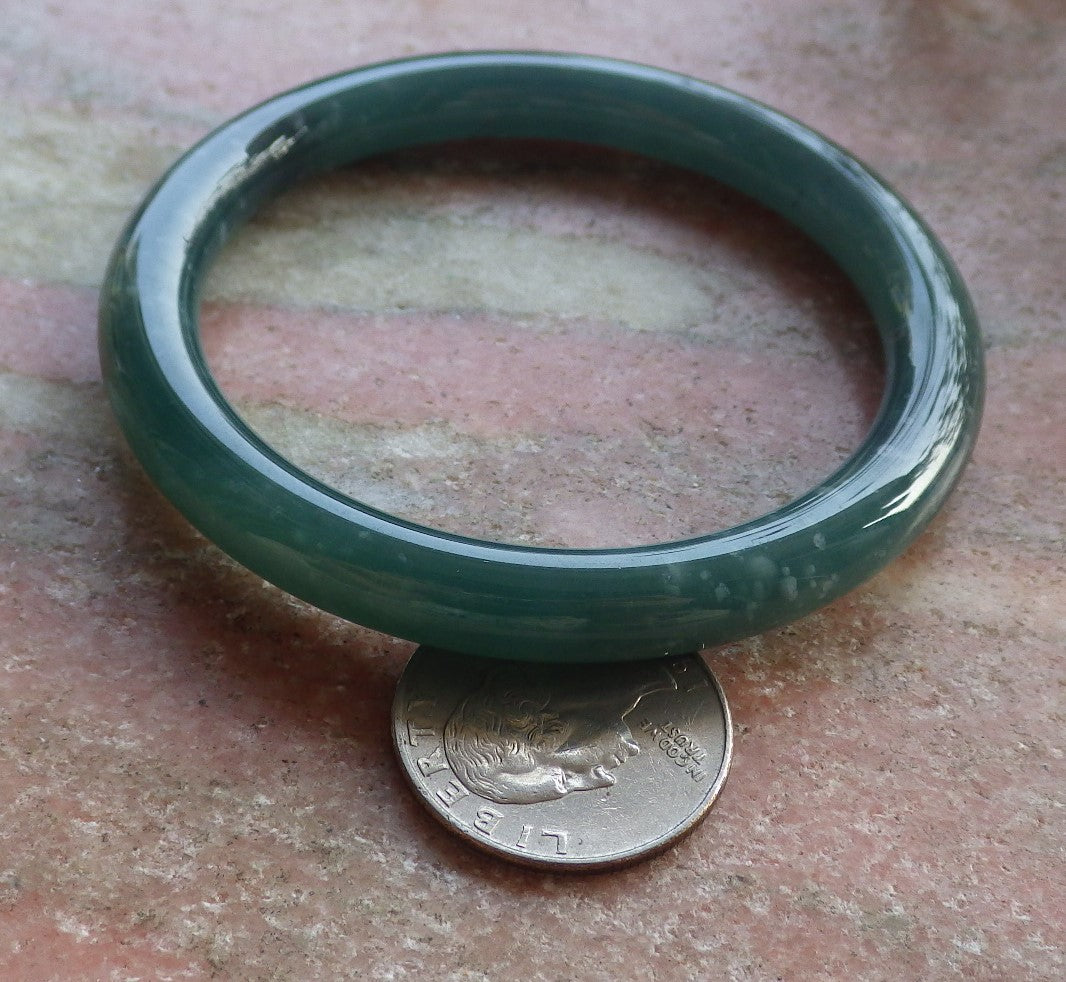 Certified Hand Carved Green Natural Myanmar Burma Grade A JADE Jadeite Circle Bangle Bracelet 56mm