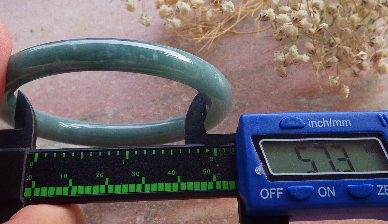 Certified Hand Carved Green Natural Myanmar Burma Grade A JADE Jadeite Circle Bangle Bracelet 57mm