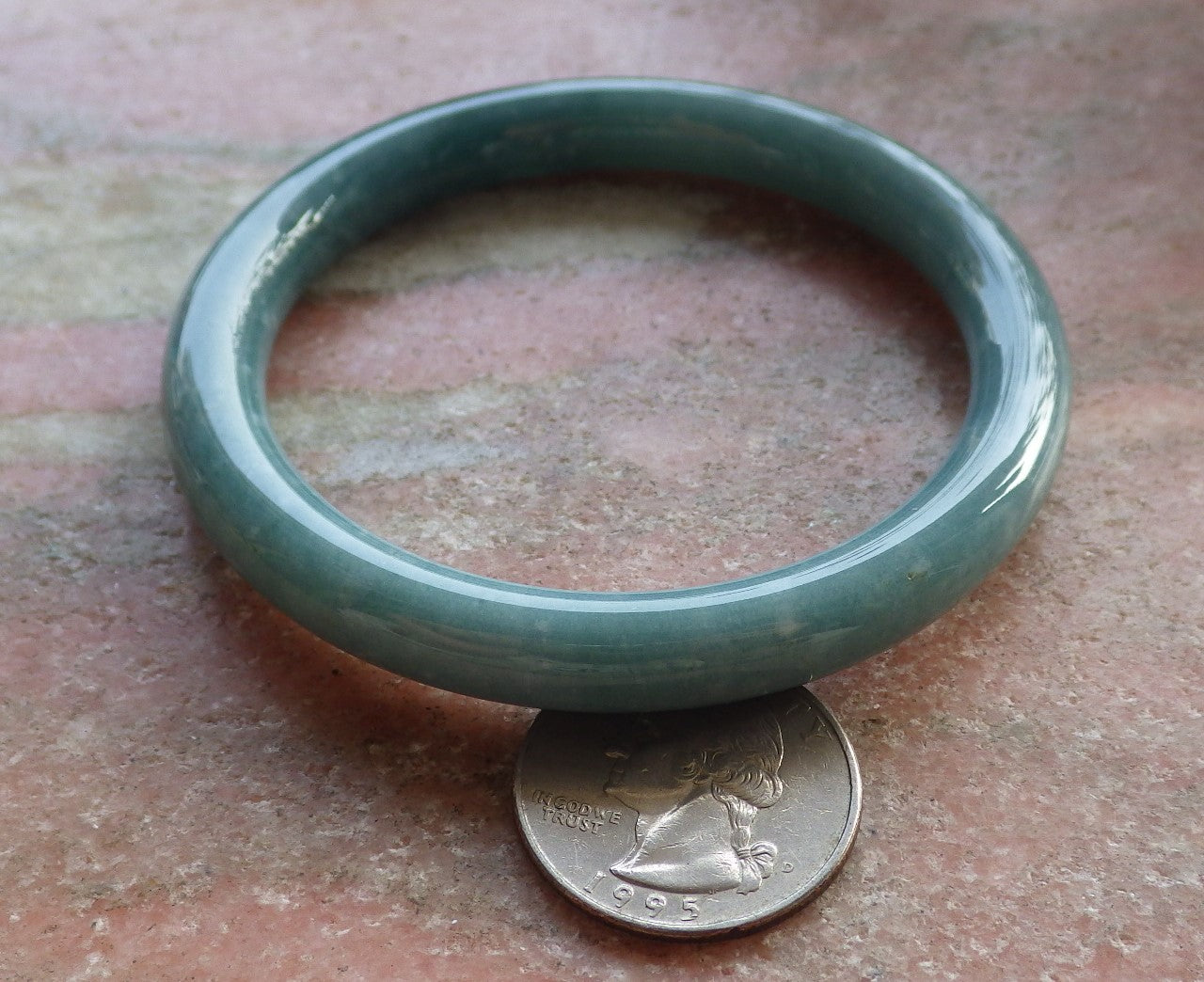 Certified Hand Carved Green Natural Myanmar Burma Grade A JADE Jadeite Circle Bangle Bracelet 57mm