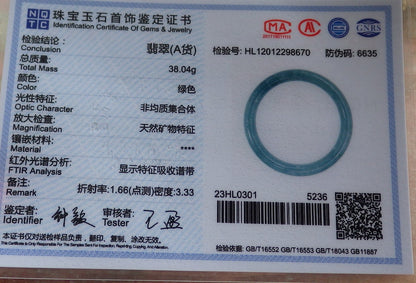 Certified Hand Carved Green Natural Myanmar Burma Grade A JADE Jadeite Circle Bangle Bracelet 57mm