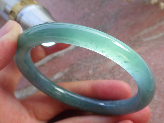 Certified Hand Carved Green Natural Myanmar Burma A JADE Circle Jadeite Bangle Bracelet 56mm