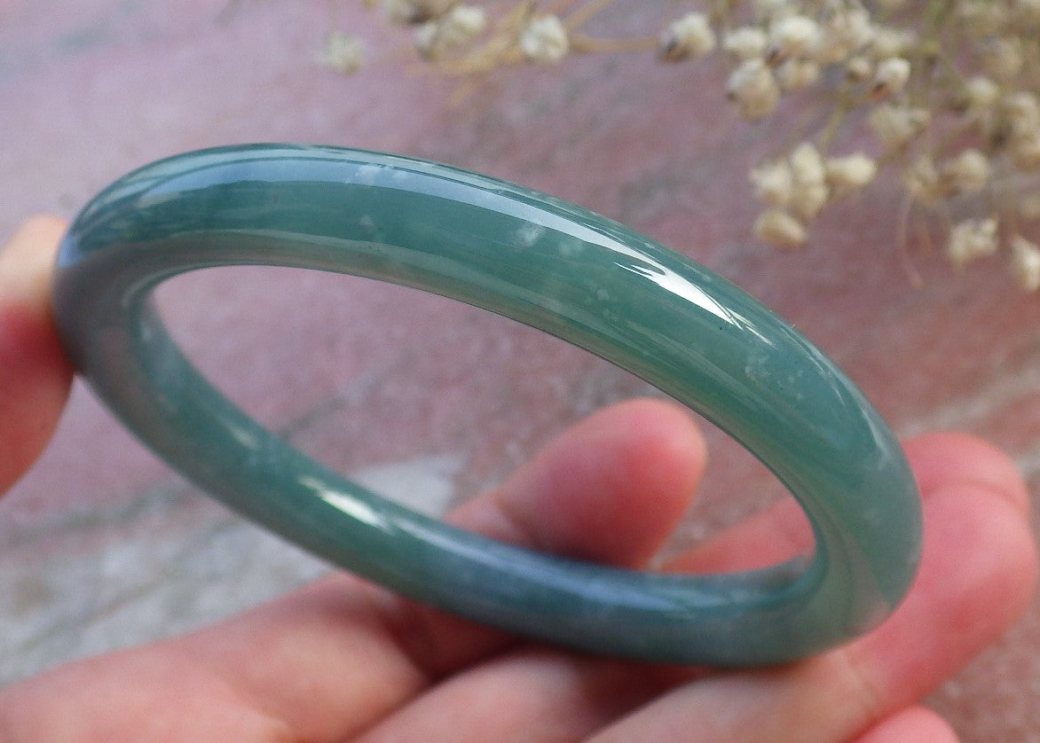 Certified Hand Carved Green Natural Myanmar Burma A JADE Circle Jadeite Bangle Bracelet 56mm