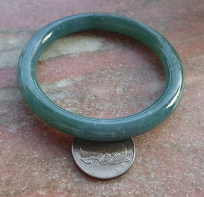 Certified Hand Carved Green Natural Myanmar Burma A JADE Circle Jadeite Bangle Bracelet 56mm