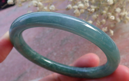 Certified Hand Carved Green Natural Burma A JADE Circle Jadeite Bangle Bracelet 56mm