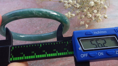 Certified Hand Carved Green Natural Burma A JADE Circle Jadeite Bangle Bracelet 56mm
