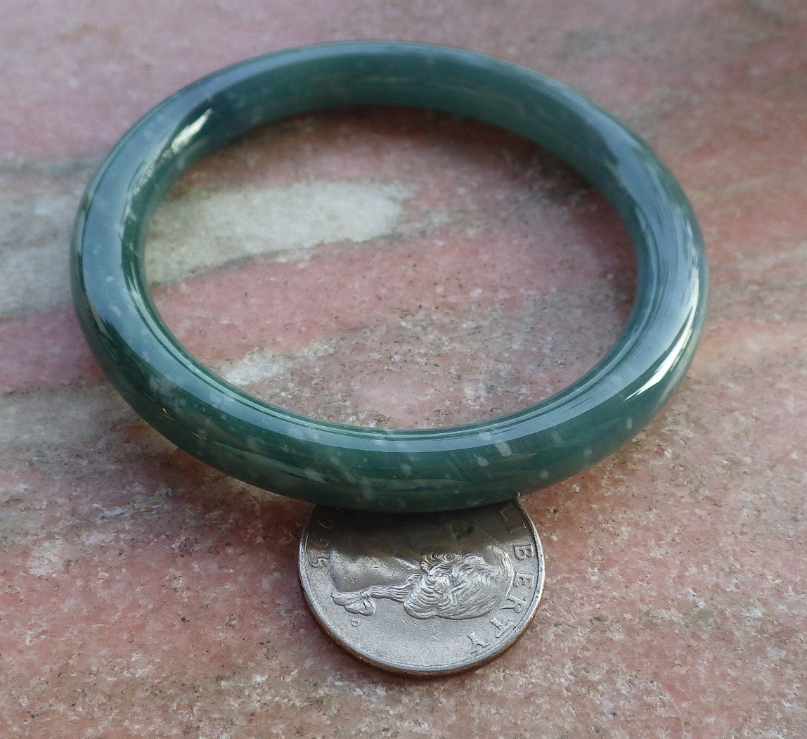 Certified Hand Carved Green Natural Burma A JADE Circle Jadeite Bangle Bracelet 56mm