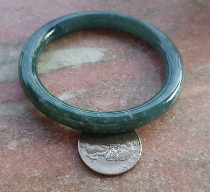 Certified Hand Carved Green Natural Burma A JADE Circle Jadeite Bangle Bracelet 56mm