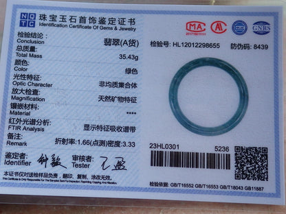 Certified Hand Carved Green Natural Burma A JADE Circle Jadeite Bangle Bracelet 56mm