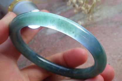 Certified Hand Carved Green 100% Natural Burma A JADE Circle Jadeite Bangle Bracelet 56mm