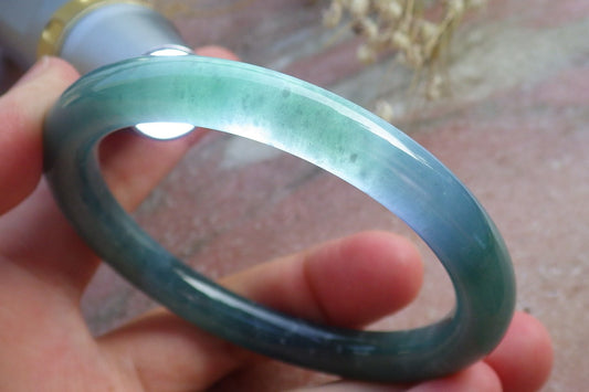Certified Hand Carved Green 100% Natural Burma A JADE Circle Jadeite Bangle Bracelet 56mm