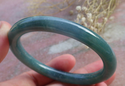 Certified Hand Carved Green 100% Natural Burma A JADE Circle Jadeite Bangle Bracelet 56mm