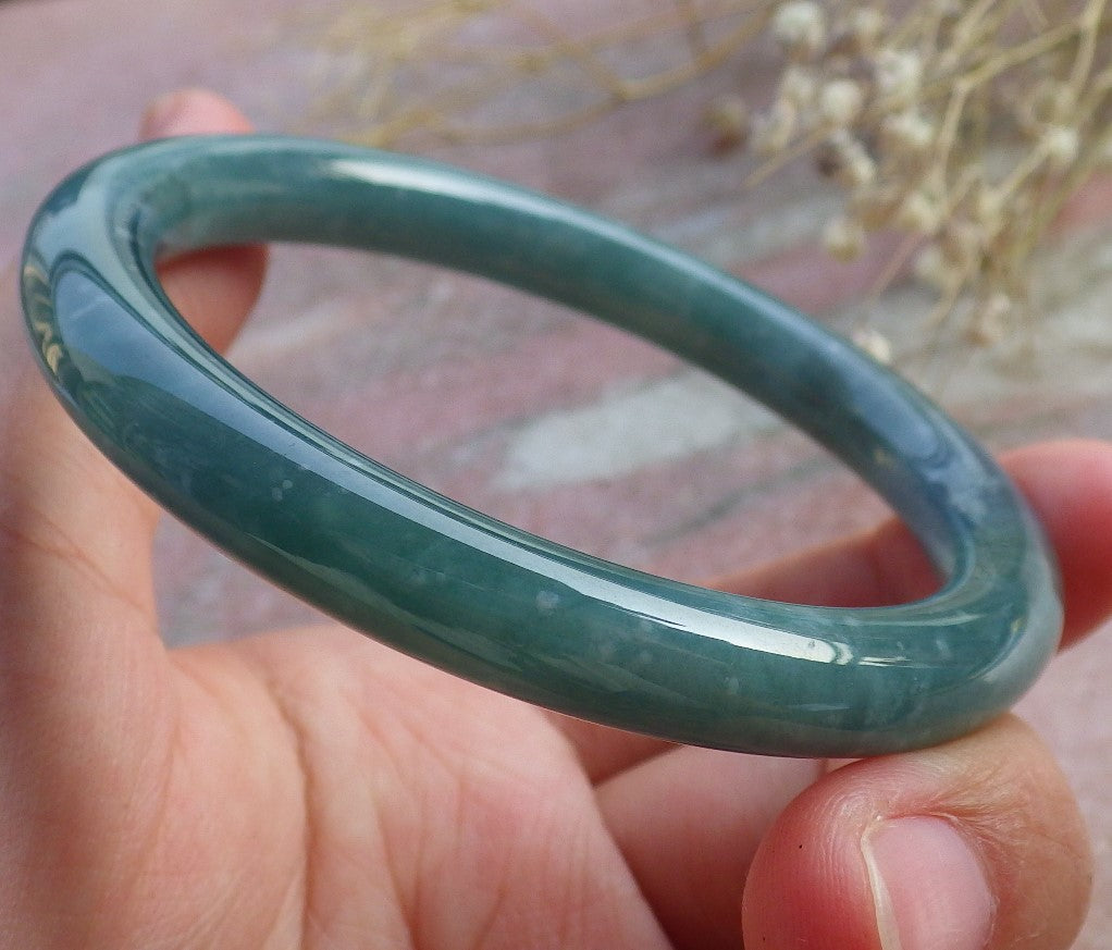 Certified Hand Carved Green 100% Natural Burma A JADE Circle Jadeite Bangle Bracelet 56mm