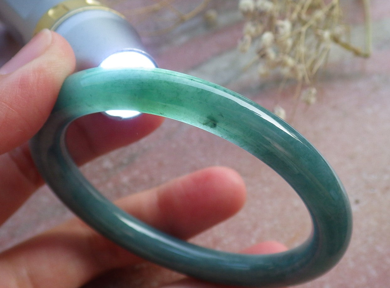 Certified Hand Carved Green Natural Burma A JADE Circle Jadeite Bangle Bracelet 55mm