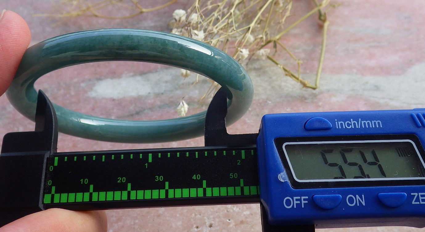 Certified Hand Carved Green Natural Burma A JADE Circle Jadeite Bangle Bracelet 55mm