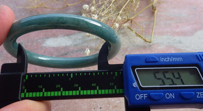 Certified Hand Carved Green Natural Burma A JADE Circle Jadeite Bangle Bracelet 55mm