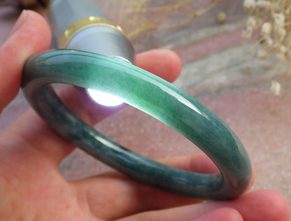 Certified Hand Carved Green Natural Burma A JADE Circle Jadeite Bangle Bracelet 55mm