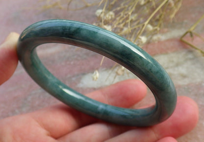 Certified Hand Carved Green Natural Burma A JADE Circle Jadeite Bangle Bracelet 55mm